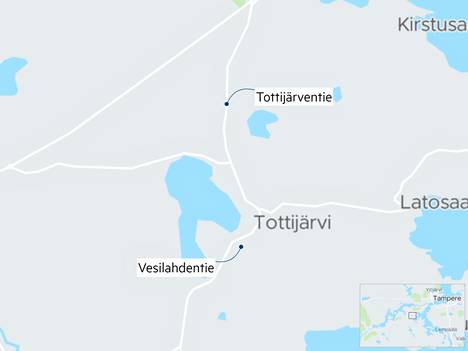 Tottijärventie-Vesilahdentie eli tie 2992. Valtuustoaloitteessa toivottiin parannusta tien turvallisuuteen.