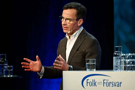 Ruotsin pääministeri Ulf Kristersson puhui Sälenin turvallisuuskonferenssissa sunnuntaina.