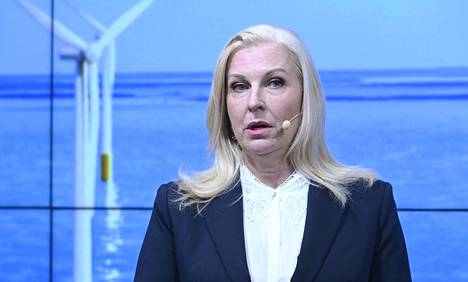 Vattenfall Suomen toimitusjohtaja Elina Kivioja kuvattiin Metsähallituksen ja Vattenfallin tiedotustilaisuudessa Helsingissä 20. joulukuuta 2022. 