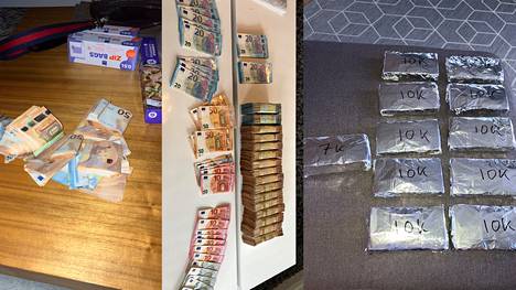 Poliisi epäilee, että rikollisryhmän palkkaama rahakuriiri kuljetti huumausainekaupasta saatua rikoshyötyä käteisenä rahana takaisin Hollantiin. Epäiltyjen välisestä viestinvaihdosta löytyneissä kuvissa rahoja oli pakattu kuljetusta varten folioon.