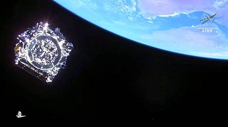 Kuvassa James Webb -teleskooppi irtautuu laukaisun jälkeen Ariane 5 -kantoraketista.