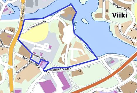 Nokian Sahanrantaan suunnitellaan kuvassa rajatulle alueelle asuintaloja.