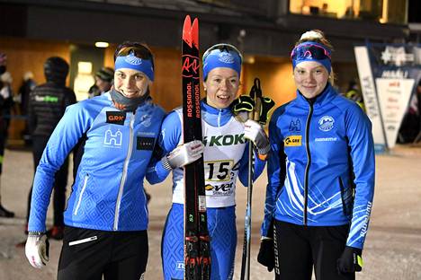 Maija Hakala (vas.), Laura Mononen ja Eveliina Hakala sijoittuivat viidenneksi Vantaalla.