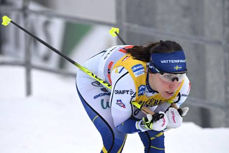 Charlotte Kalla kilpaili Lahden maailmancupissa tammikuussa 2021.