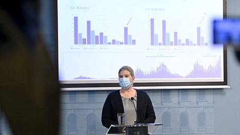 Johtava asiantuntija Mia Kontio Terveyden ja hyvinvoinnin laitoskelta kertoi Suomen koronavirustilanteesta torstaina 25. marraskuuta järjestetyssä tiedotustilaisuudessa. 