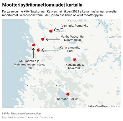 Näissä paikoissa moottoripyöräonnettomuuksia on tapahtunut Satakunnassa  heinäkuun aikana, ja tämä niistä tiedetään - Uutiset - Merikarvia-lehti