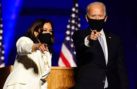 Yhdysvaltain seuraavaksi presidentiksi julistettu Joe Biden ja varapresidentiksi julistettu Kamala Harris.