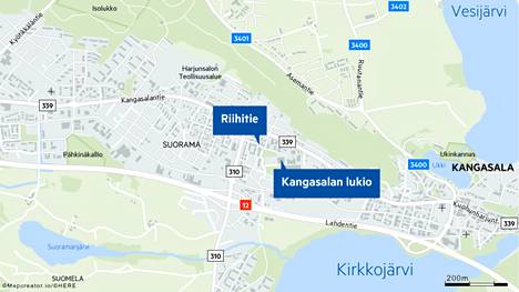 Putkirikko sattui Kangasalan lukion lähistöllä.
