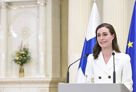 Pääministeri Sanna Marin (sd.) kuvattiin lehdistötilaisuudessa 15. toukokuuta. 