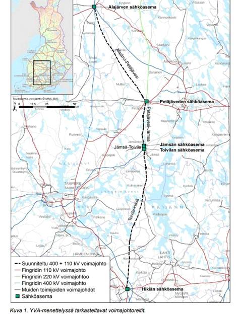 Fingridin suunnittelema uusi voimajohtoverkko kulkee 13 kunnan kautta -  Reitillä Multia, Keuruu, Petäjävesi, Jämsä ja Kuhmoinen - Uutiset -  Suur-Keuruu