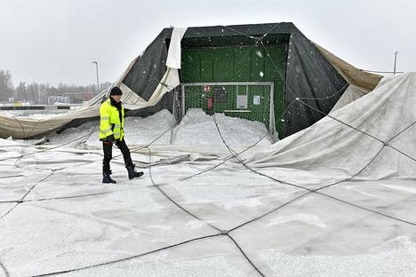 Euran kuplahalli romahti tammikuussa. Kuva: Juha Sinisalo
