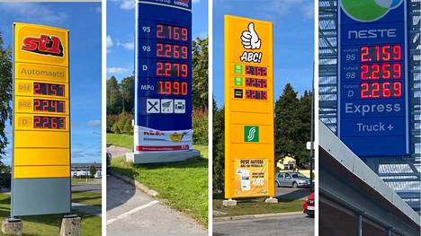 Torstaina 8. syyskuuta polttoaineet olivat Ylöjärvellä yli kaksi euroa Elovainion ST1:llä, Ylöjärven Teboililla, Ylöjärven ABC:llä ja Elovainion Nesteellä.
