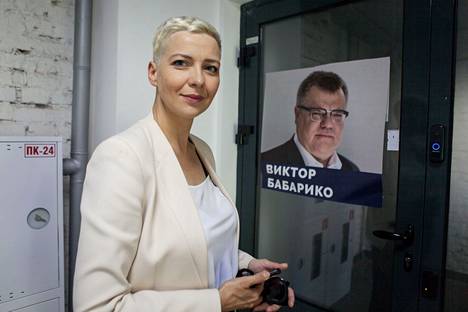 Valko-Venäjä poliitikko Maria Kalesnikava Salihorskissa elokuussa 2020. 