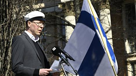 Eduskunnan puheenjohtaja Jussi Halla-aho puhui perussuomalaisten vappujuhlassa Helsingissä vapunpäivänä.