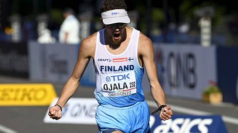 Aleksi Ojala käveli MM-kisoissa uuden 35 kilometrin Suomen ennätyksen ajalla 2.28.22 ja oli matkan 13:s.