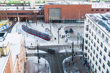 Tampereen rautatieaseman seutua kuvattuna marraskuussa 2021.
