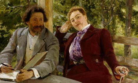Ilja Jefimovitš Repinin maalaama öljyväriteos kankaalle vuodelta 1903. Kuvassa Repin ja hänen naisystävänsä Natalia Nordmann Terijoen huvilalla.