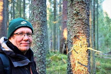 Vuoden tiedekirjan toinen kirjoittaja, Tampereen ammattikorkeakoulun lehtori Petri Keto-Tokoi kuvattiin marraskuussa 2021 Musturin metsässä Pirkanmaan koillisosassa.