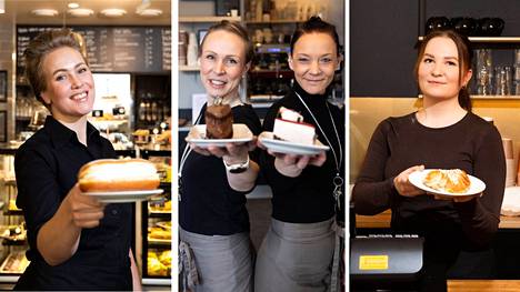 Laura Tuomisto työskentelee Pyymäen Omassa, Soile Karhu ja Sari Lappalainen Cake House Caféssa ja Anniina Impiö Café Kahvipuussa.