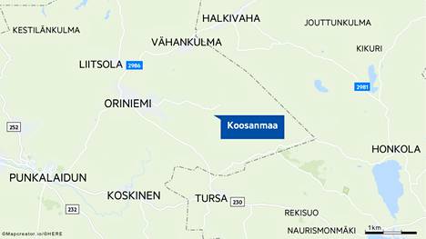 Onnettomuus tapahtui pienellä tiellä lähellä Koosanmaan taajamaa Punkalaitumella Pirkanmaalla perjantai-iltana 10. kesäkuuta. 