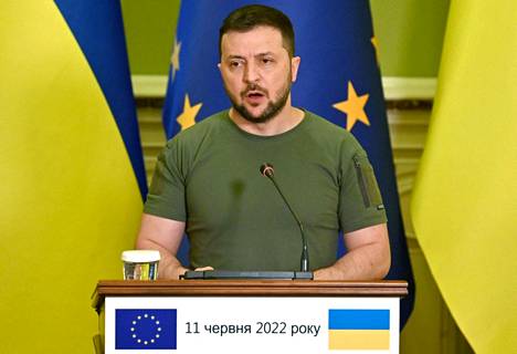 Ukrainian presidentti Volodymyr Zelensky haluaisi Ukrainan EU:n jäsenehdokkaaksi mahdollisimman nopeasti.