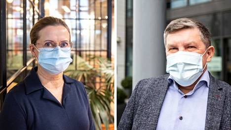 Ylilääkäri Jaana Syrjänen ja johtajaylilääkäri Juhani Sand kertoivat tiistaina korona­tilanteesta Pirkanmaan sairaanhoitopiirin alueella.