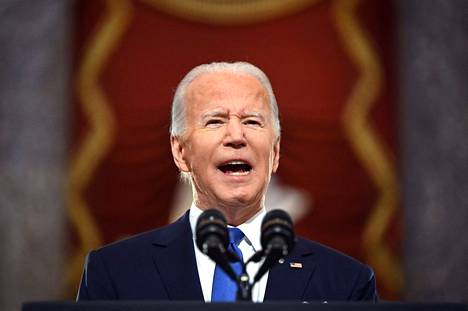 Presidentti Joe Biden puhui Washingtonissa torstaina.
