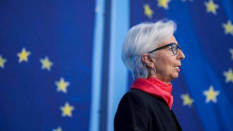 Euroopan keskuspankin pääjohtaja Christine Lagarde puhui Saksassa Frankfurt am Mainin kaupungissa pidetyssä mediatilaisuudessa torstaina 16. joulukuuta.