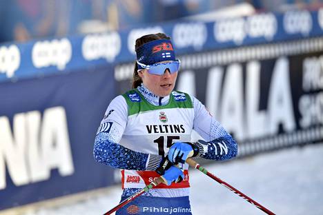 Krista Pärmäkoski sijoittui sunnuntaina seitsemänneksi Davosin 20 kilometrillä. Kuva Lahdesta helmikuulta.