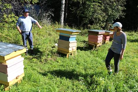 Kim Karrenberg ja Christina Eiber tarhaavat mehiläisiä sekä omalla tontillaan että eri puolilla Merikarviaa.