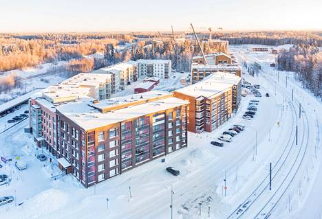 Gradina on yksi Tampereen Hervantajärvelle rakentavista rakennusyhtiöistä. Yleiskuva alueesta on otettu tammikuussa 2022. 