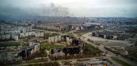 Tältä näytti Mariupolin kaupungissa 12. huhtikuuta ilmakuvassa. Venäjän joukkojen iskut kiihtyivät satamakaupungissa jälleen tiistaina. Venäjän epäillään valmistelevan suurempaa hyökkäystä itäiseen Ukrainaan.