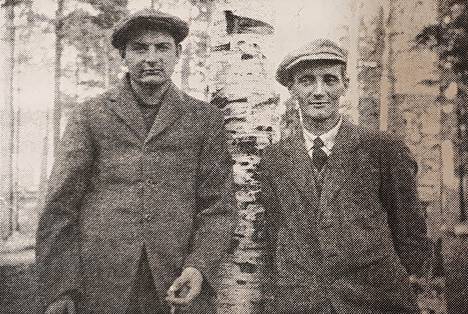 Väinö Heinonen (oikealla) tunnettiin hyvin Haapamäellä erityisesti urheilumiehenä. Tässä kuvassa hän on yhdessä Niilo-veljensä kanssa.