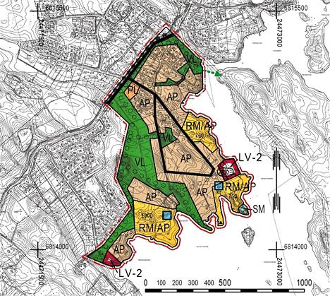 Kuusisto–Lehtiniemi–Urhattu-alueen osayleiskaavan luonnos. Osayleiskaavalla ohjataan myöhemmin tehtävää asemakaavoitusta. Kaupungin arvion mukaan tulevan asemakaava-alueen laajentamiseen menee viidestä kymmeneen vuotta.