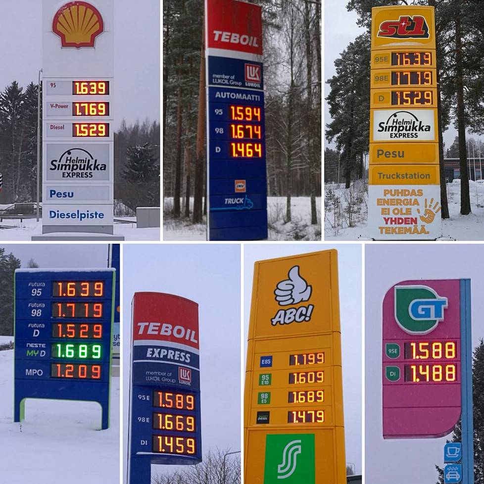Ei siitä nyt niin pitkä aika ole. Polttoaineiden hintoja Kankaanpäässä 9. maaliskuuta 2021.