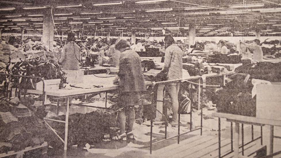 Reima Oy:n Kankaanpään tehtaan tehdassali oli 1970-luvulla yhden hehtaarin kokoinen.