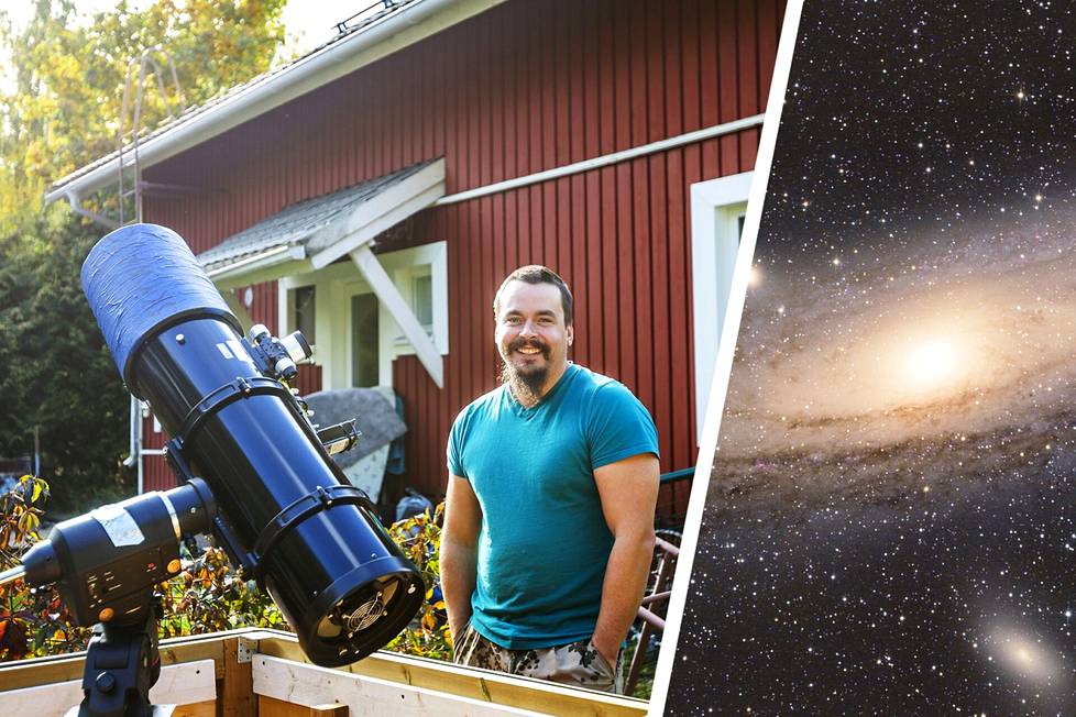 Roope Thomssonilla on neljä Newton-peiliteleskooppia, joihin voi yhdistää tavallisen järjestelmäkameran. Kun kirkkaita kuvausöitä on useita putkeen, hän voi jättää teleskoopin päiväksi suojaan kotipihalleen rakentamaansa laatikkoon eli ”pikku observatorioonsa”.