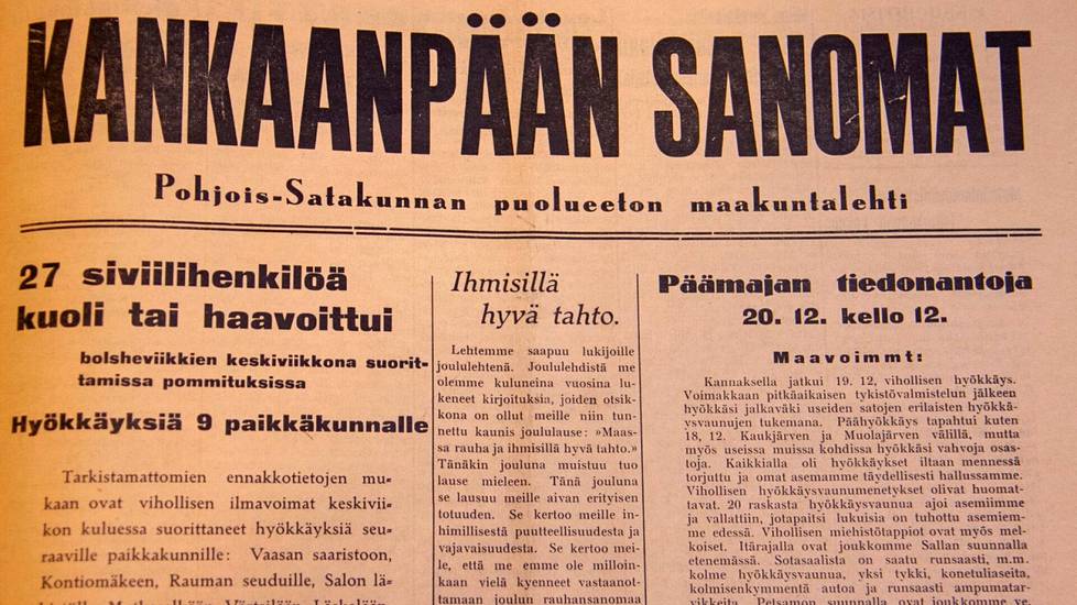 Kankaanpään Sanomat seurasi sotatapahtumia tarkasti.