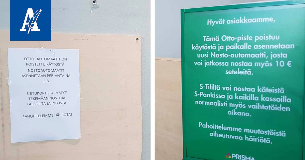 Otto-automaatit katosivat Kalevan Prismasta – tilalle lappu ja  pahoitteluviesti - Tampere - Aamulehti