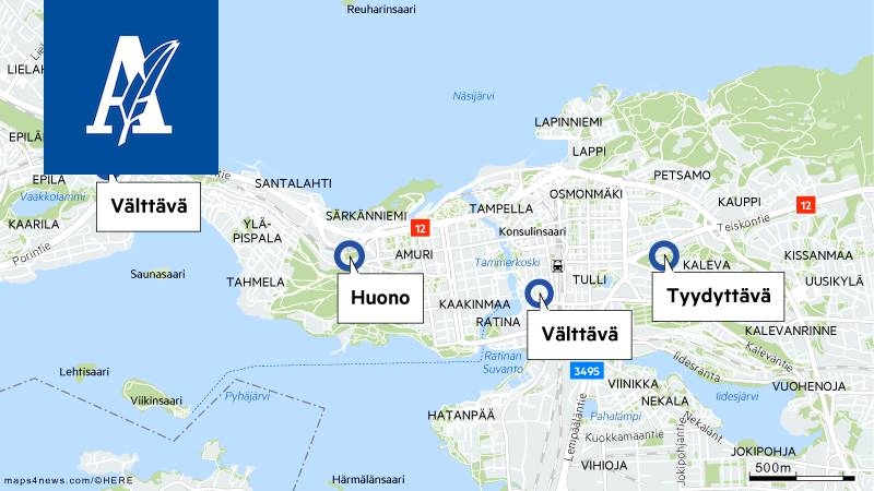 Ilmanlaatuindeksi meni punaiselle Tampereella ensimmäistä kertaa kuukauteen  – tulevina päivinä tuuli määrittelee sen, millaista ilmaa keskustassa  hengitetään - Sää - Aamulehti