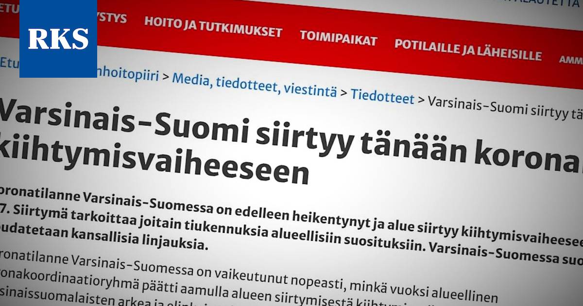 Koronanyrkki siirsi Varsinais-Suomen kiihtymisvaiheeseen ja  koronasuositukset tiukentuivat - Koronavirus - Rannikkoseutu